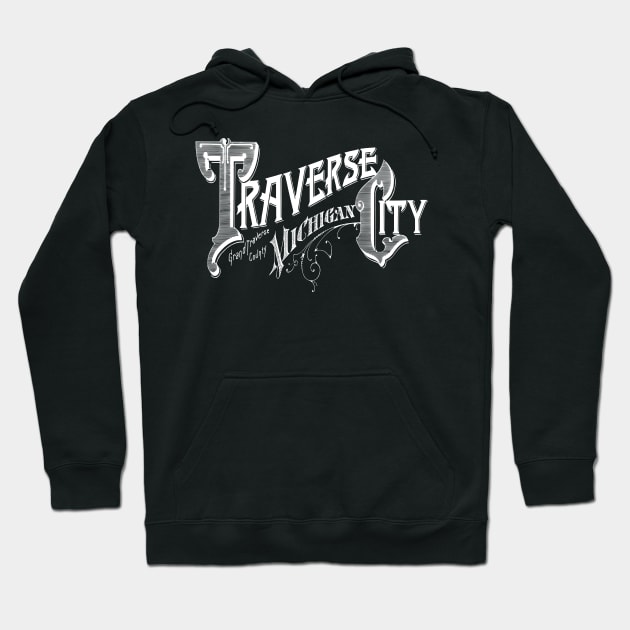 Vintage Traverse City, MI Hoodie by DonDota